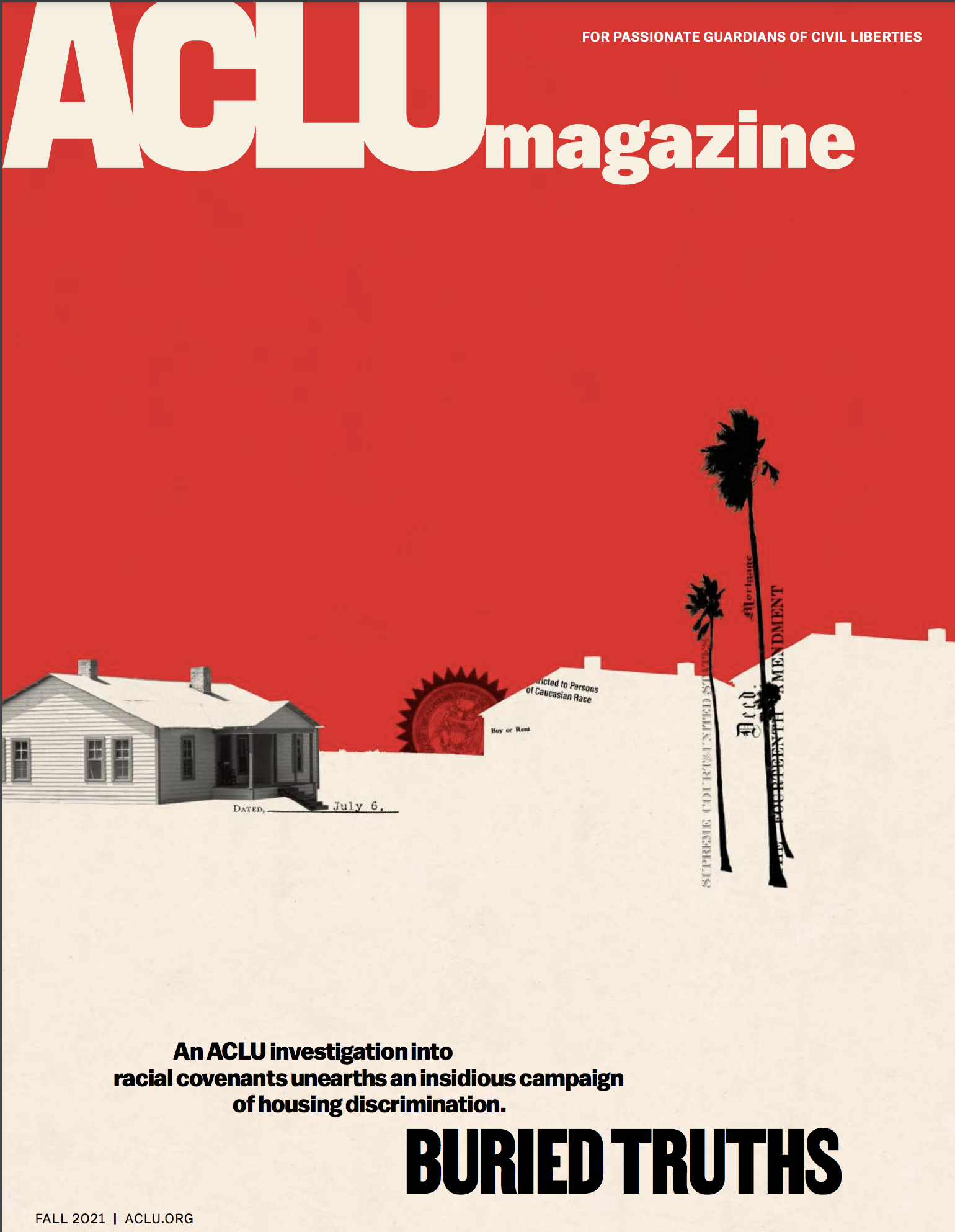 red cover featuring a drawing of a house and palm trees